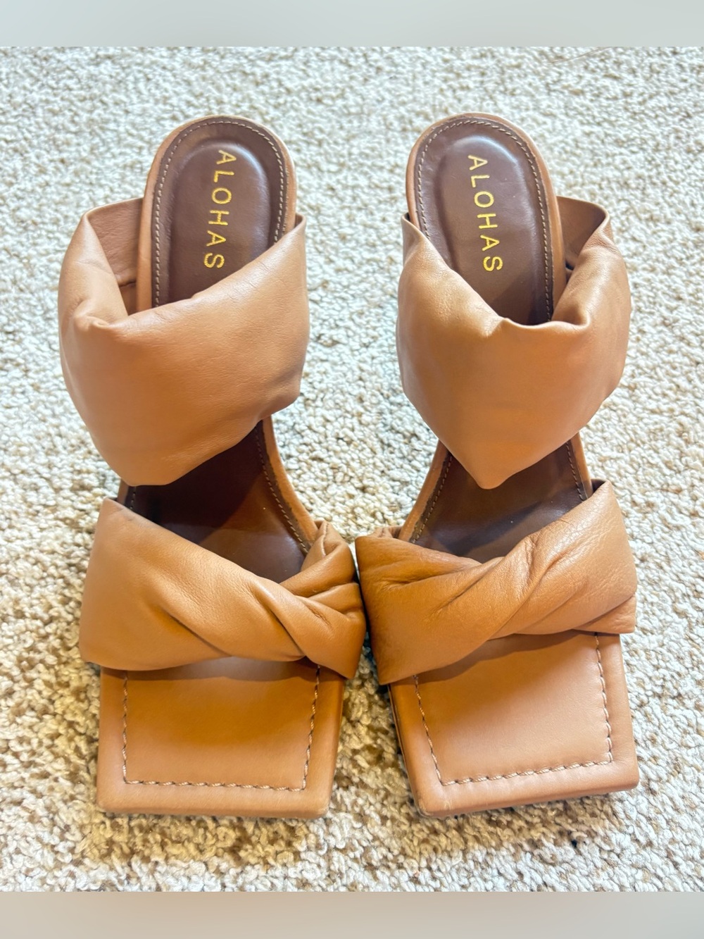 ALOHAS Twist Heels in Camel Color- size 38